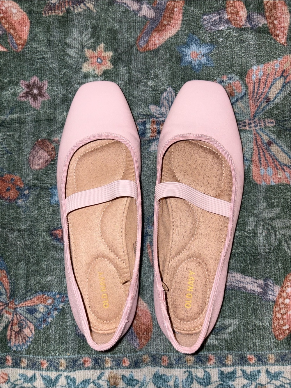 Old Navy Light Pink Mary Jane Ballet Flats with Elastic Strap